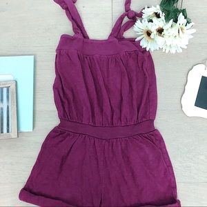 Tea Collection Magenta Romper Tie Up Girls SIze 5